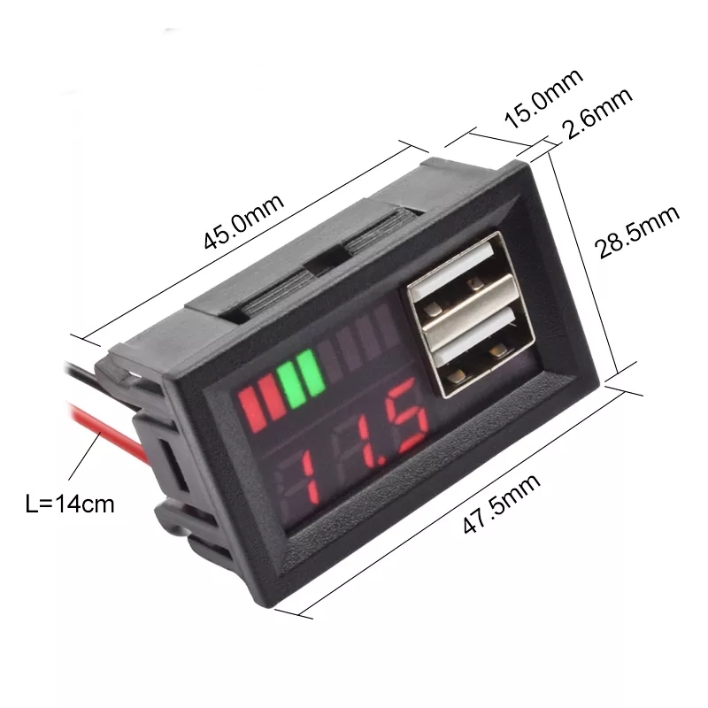 Dijital%20Voltmetre%20Ekranlı%205V%202A%20USB%20iOS-Android%20Çıkışlı%2012V%20Akü%20Kapasite%20Göstergesi