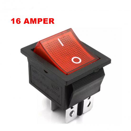 MR-104-16 WIDE RED LIGHT SWITCH ON-OFF 4P 16 AMP