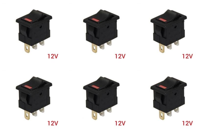 6 ADET NOKTA LEDLİ 12V  MİNİ KIRMIZI IŞIKLI ANAHTAR