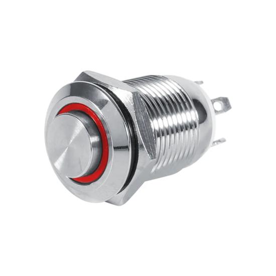 12 MM RING LED METAL BUTTON 4 LEGS IP65 RED