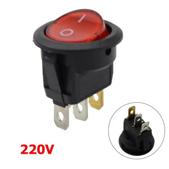 MR-131 ROUND RED LIGHT SWITCH ON-OFF 3 LEGS 220V