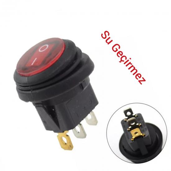 MR-131W ROUND RED LIGHT SWITCH ON-OFF WATERPROOF 3 LEGS WITH BELLOWS