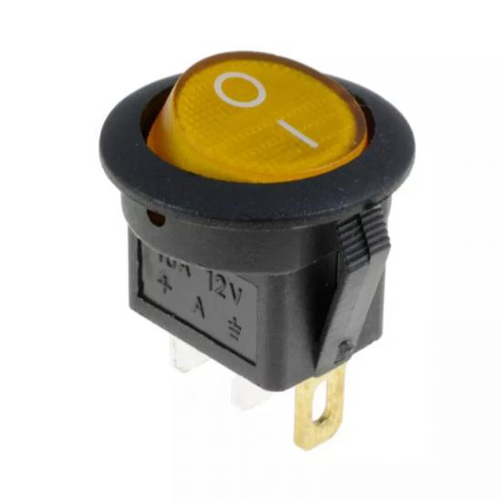 MR-131A ROUND YELLOW LIGHT SWITCH ON-OFF 3 LEGS 12VOLT