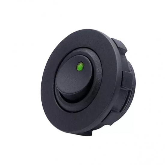 MR-132E ROUND DOT GREEN LIGHT PANEL TYPE SWITCH ON-OFF 3 LEGS 12V 20 AMPER