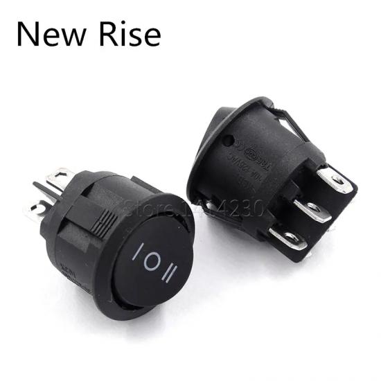 MR-134-6 ROUND NON-ILLUMINATED BLACK SWITCH ON-OFF-ON 6 LEGS BLACK 3 STAGE