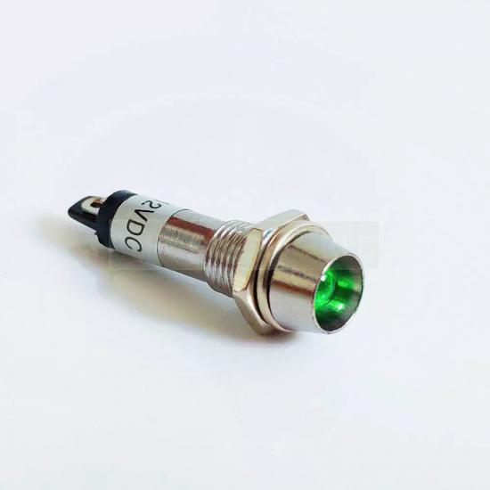 IC-225 SİNYAL LAMBASI 8 MM METAL LED LAMBA 12V 24V 220V YEŞİL