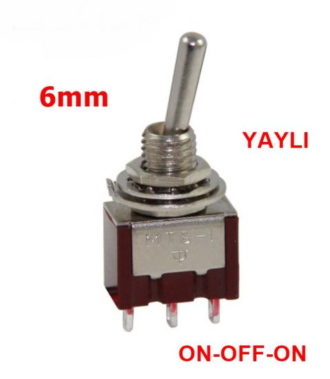 MR-143 TOGGLE SWITCH (ON)-OFF-(ON) 3 BACAKLI (MTS-123) YAYLI A KALİTE (KIRMIZI)