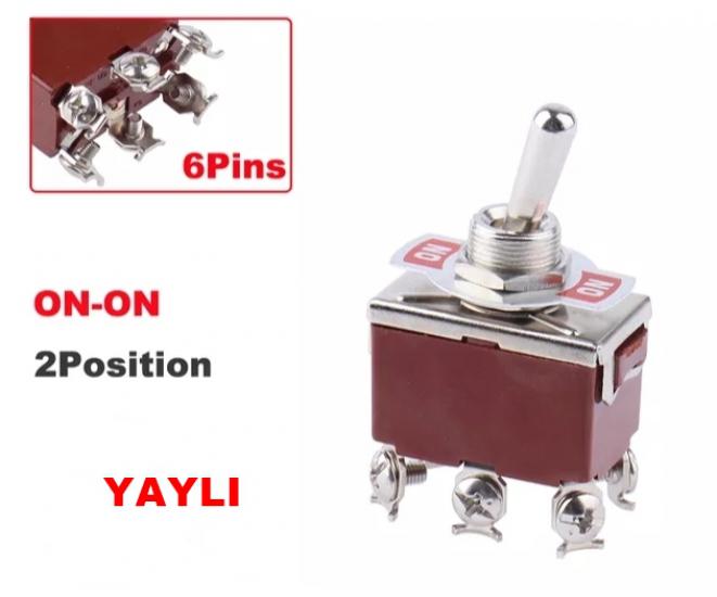 MR-158A TOGGLE SWITCH BÜYÜK BOY ON-(ON) 6 BACAKLI VİDALI TEK TARAFA YAYLI