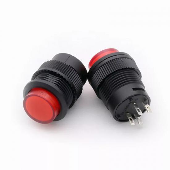 MR-180C 16MM PERMANENT BUTTON WITH 3V LED PLASTIC RED