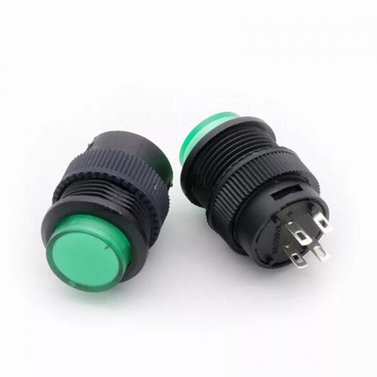 MR-180C 16MM PERMANENT BUTTON WITH 3V LED PLASTIC GREEN