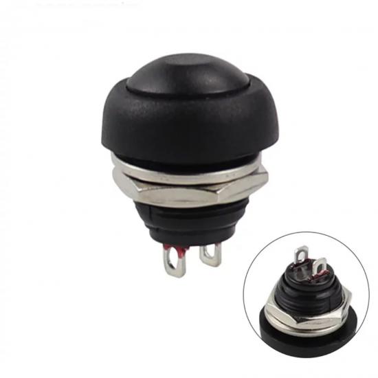 MR-184 12mm PUSH BUTTON PLASTIC BLACK ( PBS-33B )