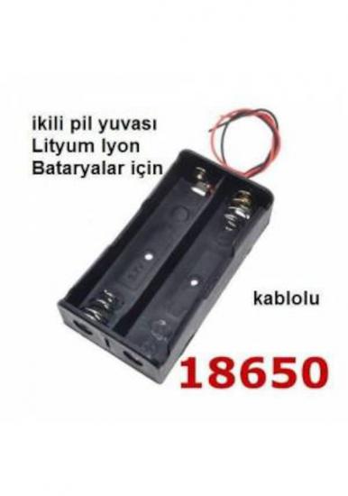 18650 PİL YUVASI İKİLİ KABLOLU