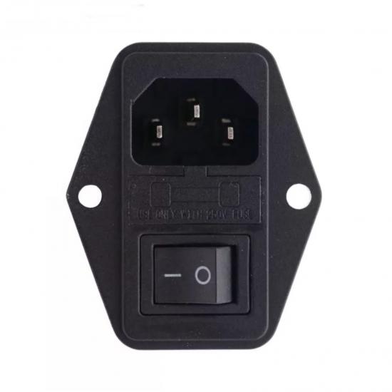 MR-214 POWER SOCKET MALE WITH SWITCH + FUSE WITH EAR