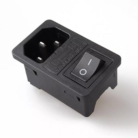 MR-214A POWER SOCKET WITH MALE SWITCH + FUSER WITHOUT EAR