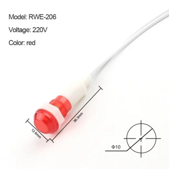 IC-227 SİNYAL LAMBASI 10 MM PLASTİK KABLOLU 220V KIRMIZI