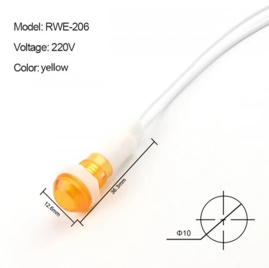 IC-227 SİNYAL LAMBASI 10 MM PLASTİK KABLOLU 220V SARI