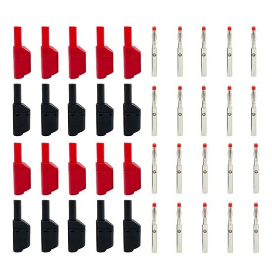 10 SETS 4MM SHIELDED TYPE BANAN JACK PLUGS RED BLACK