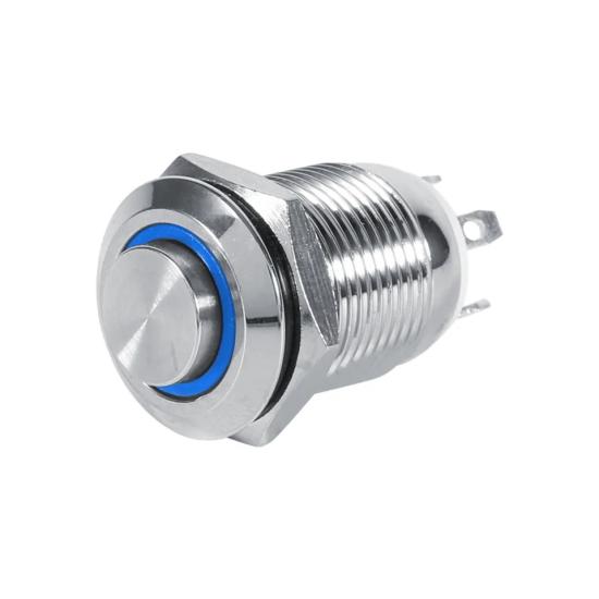 12 MM RING LED METAL BUTTON 4 LEGS IP65 BLUE