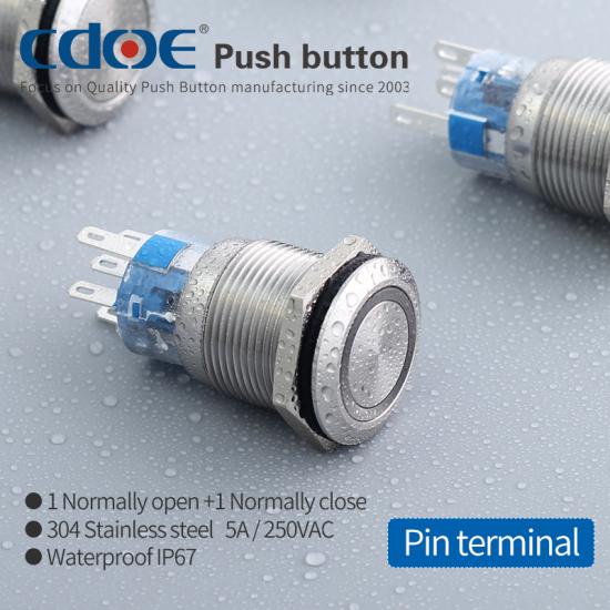 CDOE009A 19MM METAL KALICI LEDLİ PASLANMAZ/ÇELİK (ON-OFF) IP67