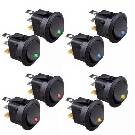 8 PCS 12V 20 AMPER 20MM MARINE SWITCH WITH POINT LIGHT